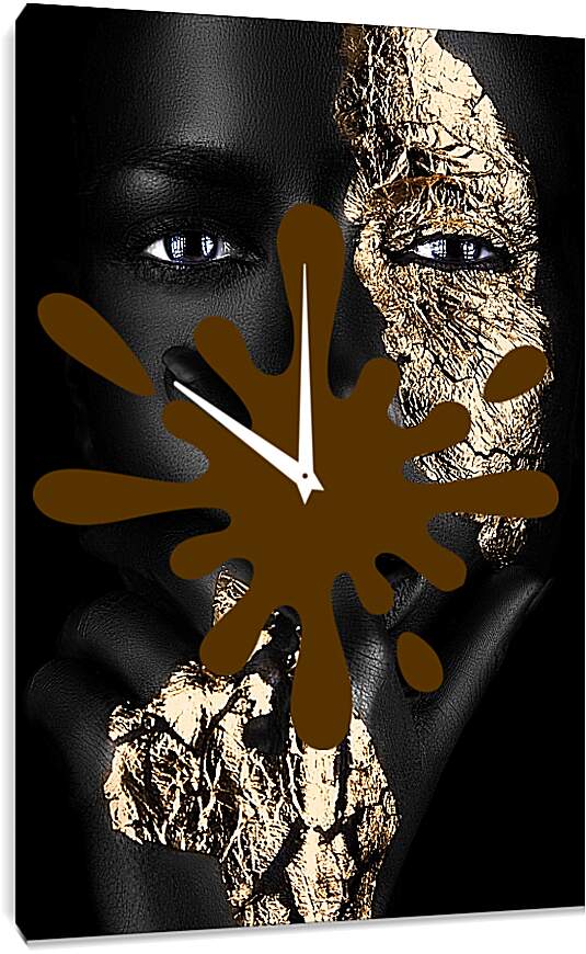 Часы картина - Африканская девушка в золоте
