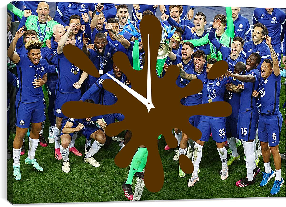 Часы картина - Победа в Лиге Чемпионов. ФК Челси. FC Chelsea