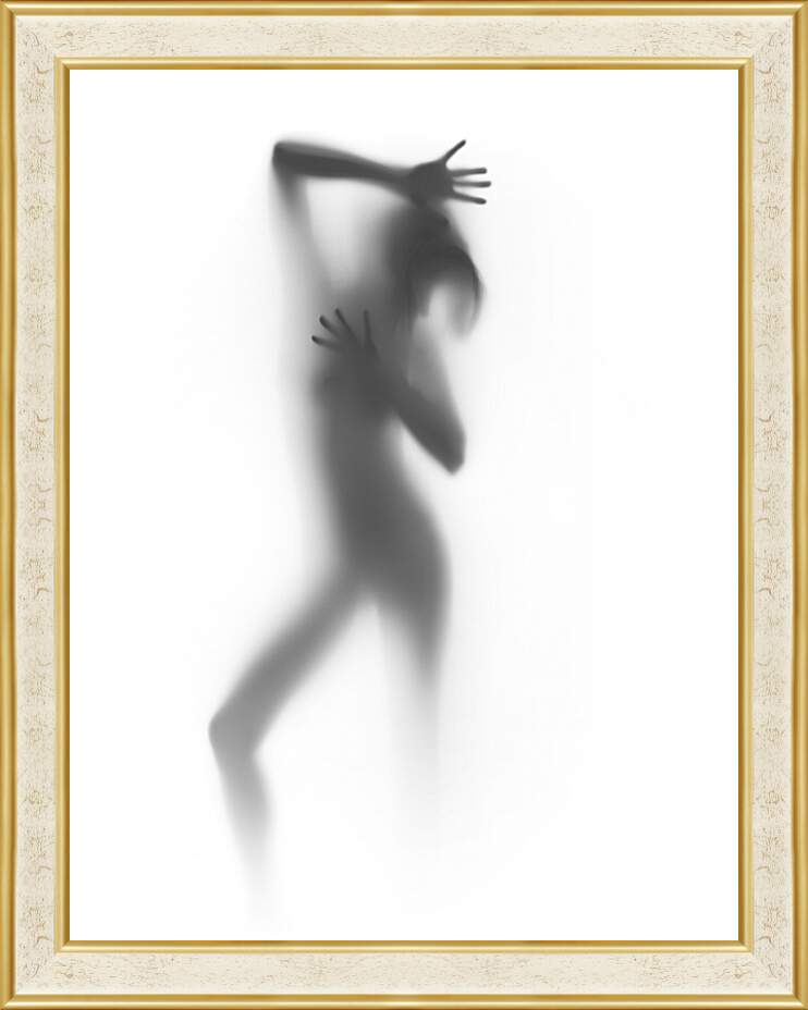 Картина в раме - Силуэт девушки за стеклом 3