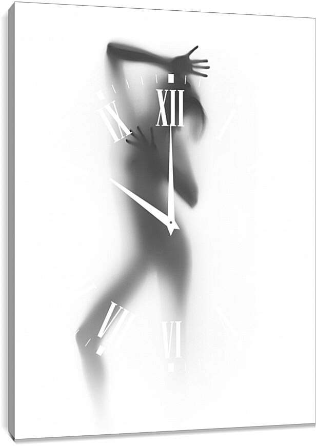 Часы картина - Силуэт девушки за стеклом 3