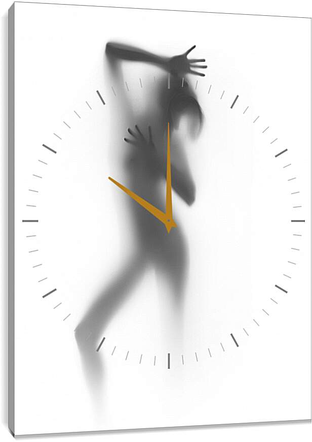Часы картина - Силуэт девушки за стеклом 3