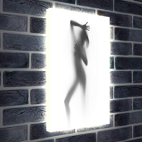 Лайтбокс световая панель - Силуэт девушки за стеклом 3
