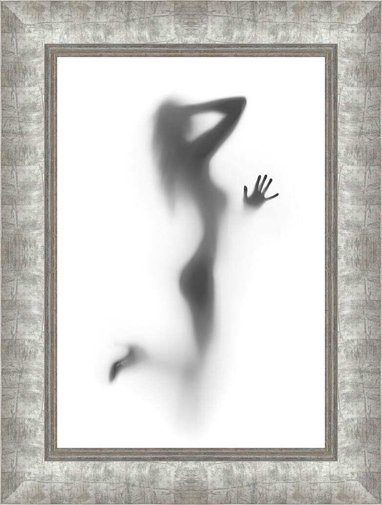 Картина в раме - Силуэт девушки за стеклом 1