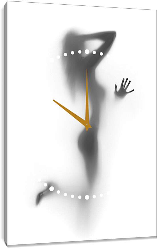 Часы картина - Силуэт девушки за стеклом 1