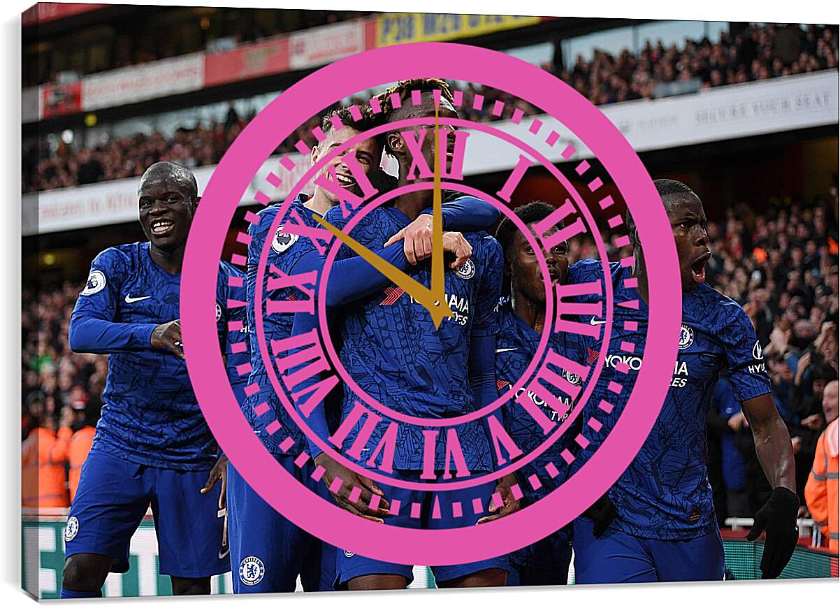 Часы картина - Празднование гола. ФК Челси. FC Chelsea
