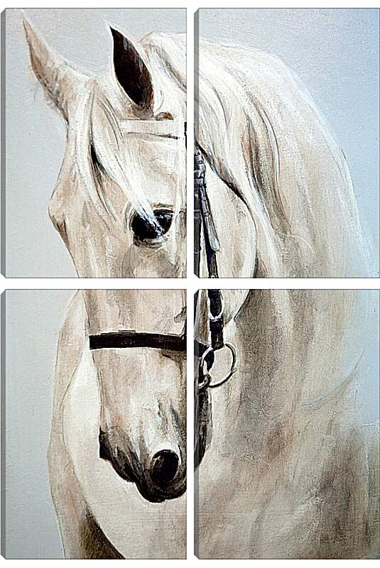 Модульная картина - Морда белой лошади