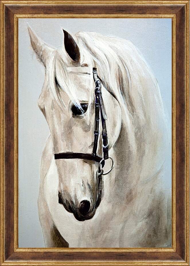Картина в раме - Морда белой лошади