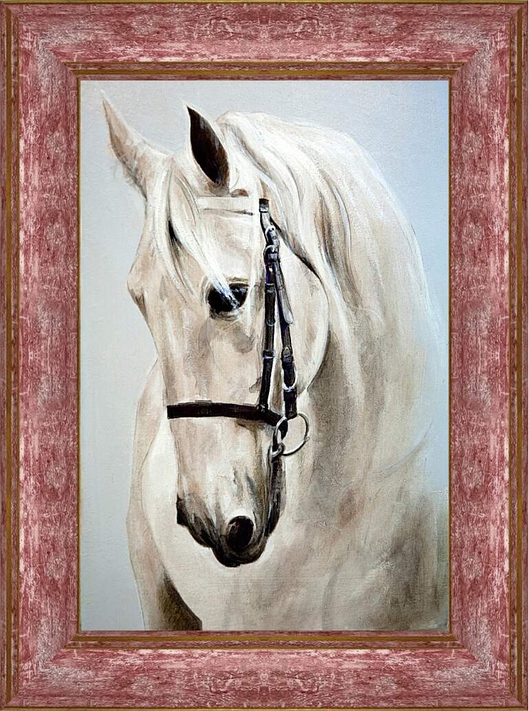 Картина в раме - Морда белой лошади
