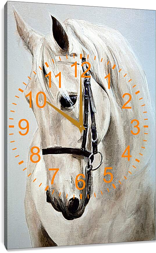 Часы картина - Морда белой лошади