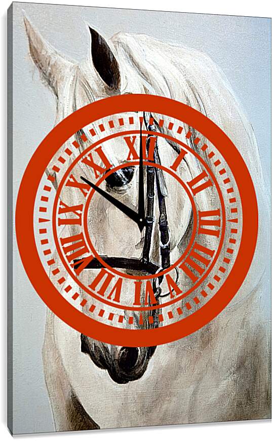 Часы картина - Морда белой лошади