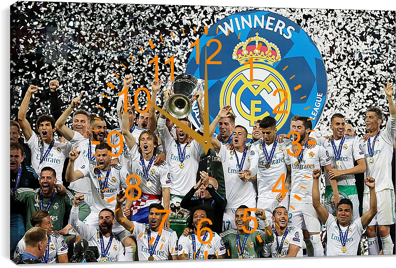 Часы картина - Победа в Лиге Чемпионов 2018. Реал Мадрид. Real Madrid