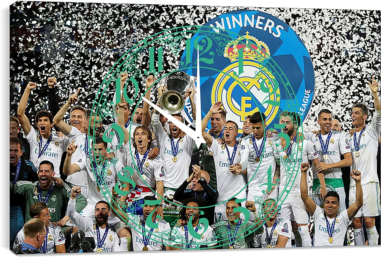 Часы картина - Победа в Лиге Чемпионов 2018. Реал Мадрид. Real Madrid