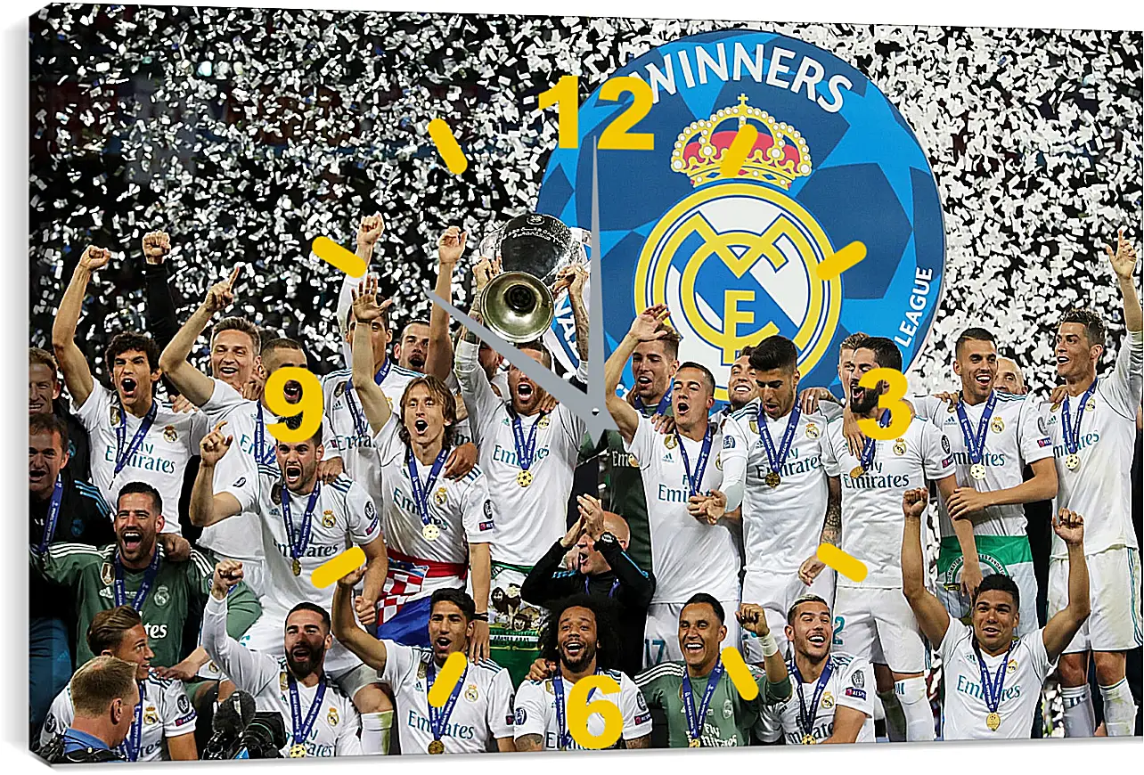 Часы картина - Победа в Лиге Чемпионов 2018. Реал Мадрид. Real Madrid