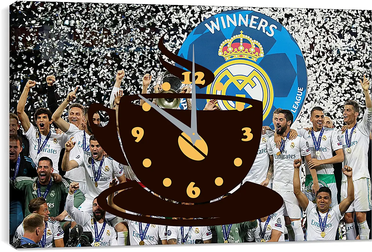 Часы картина - Победа в Лиге Чемпионов 2018. Реал Мадрид. Real Madrid