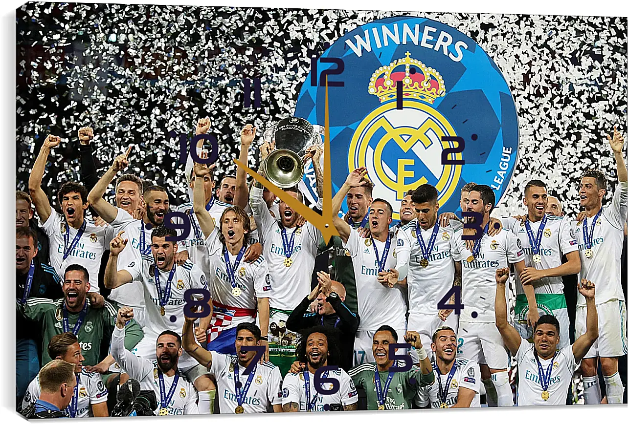 Часы картина - Победа в Лиге Чемпионов 2018. Реал Мадрид. Real Madrid