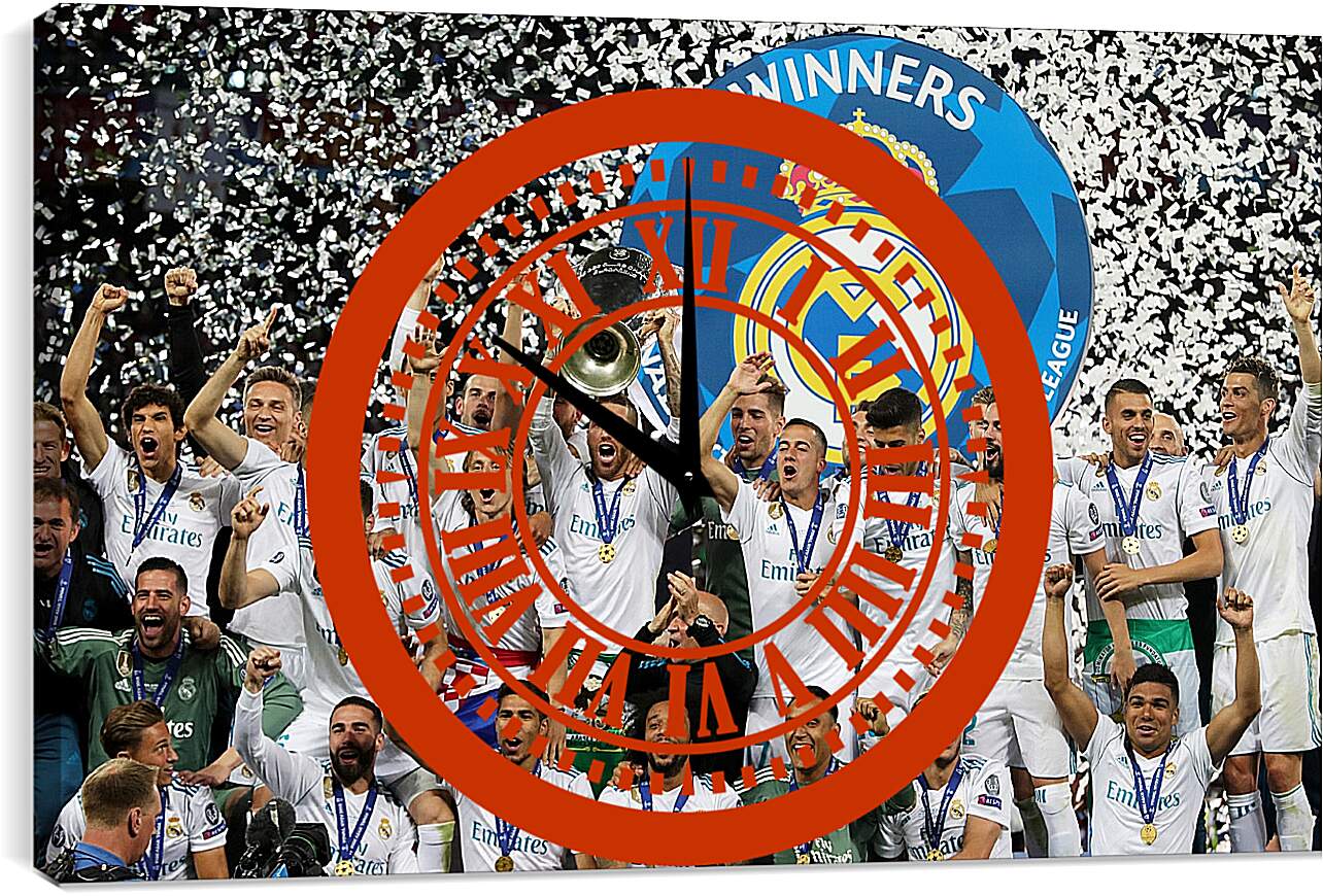 Часы картина - Победа в Лиге Чемпионов 2018. Реал Мадрид. Real Madrid