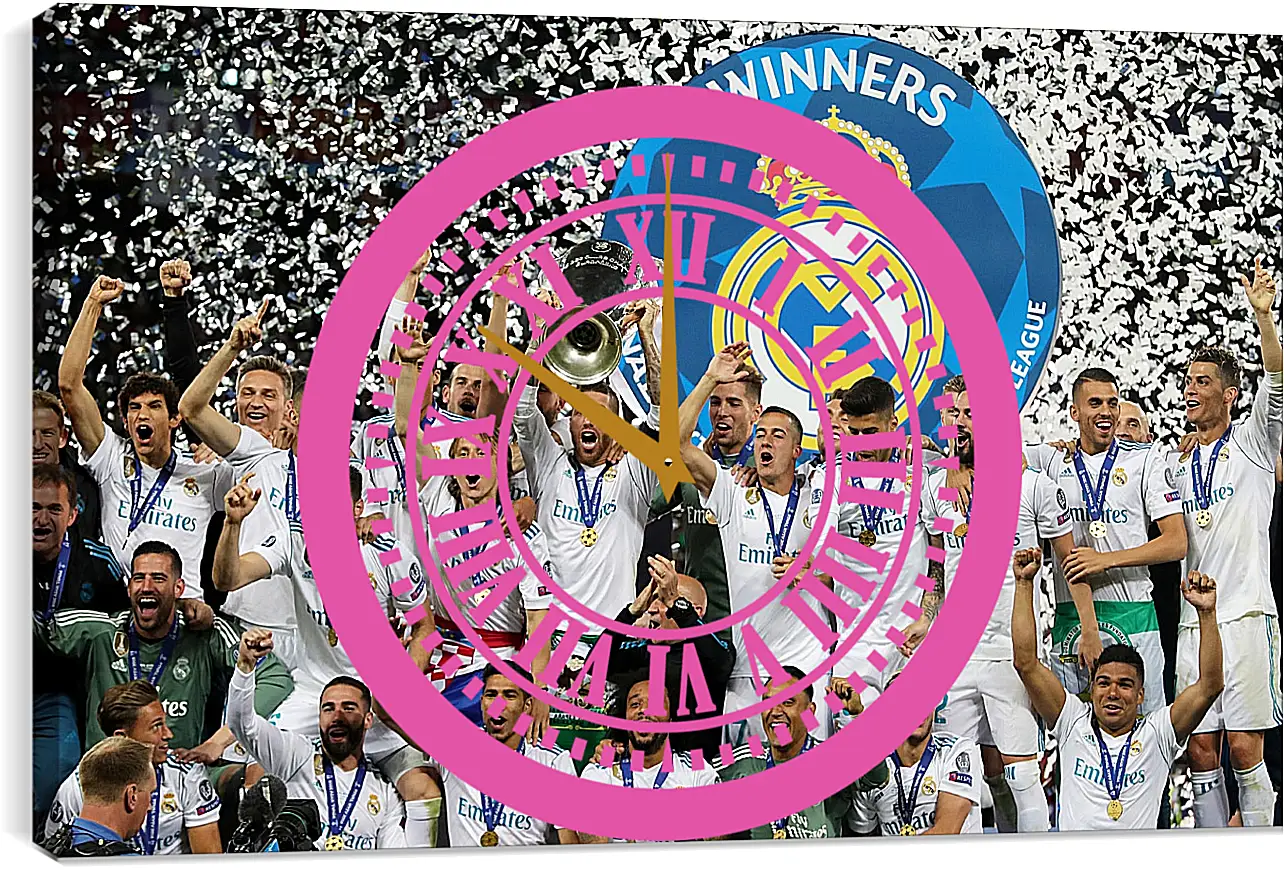 Часы картина - Победа в Лиге Чемпионов 2018. Реал Мадрид. Real Madrid