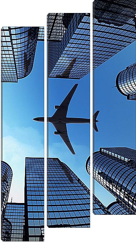 Модульная картина - Небоскребы и самолет