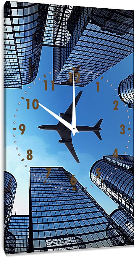 Часы картина - Небоскребы и самолет