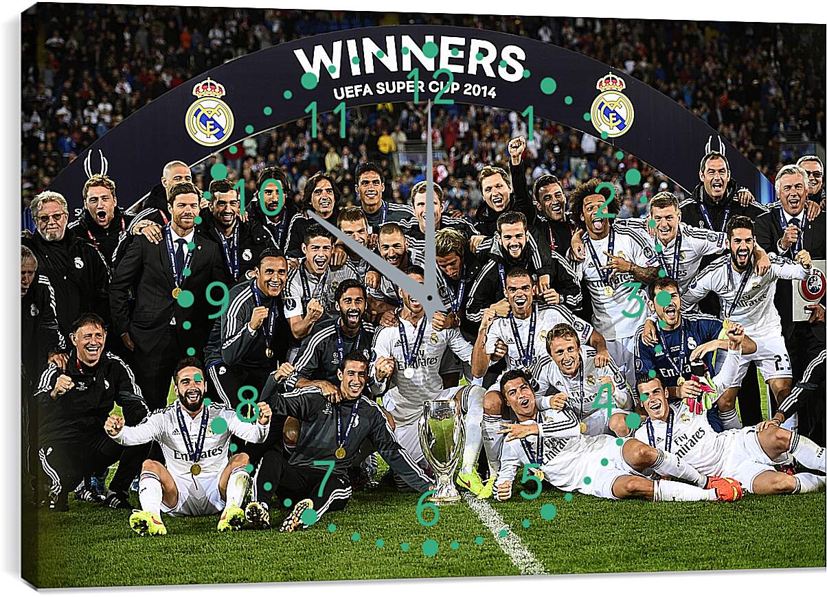 Часы картина - Победа в суперкубке 2014. Реал Мадрид. Real Madrid