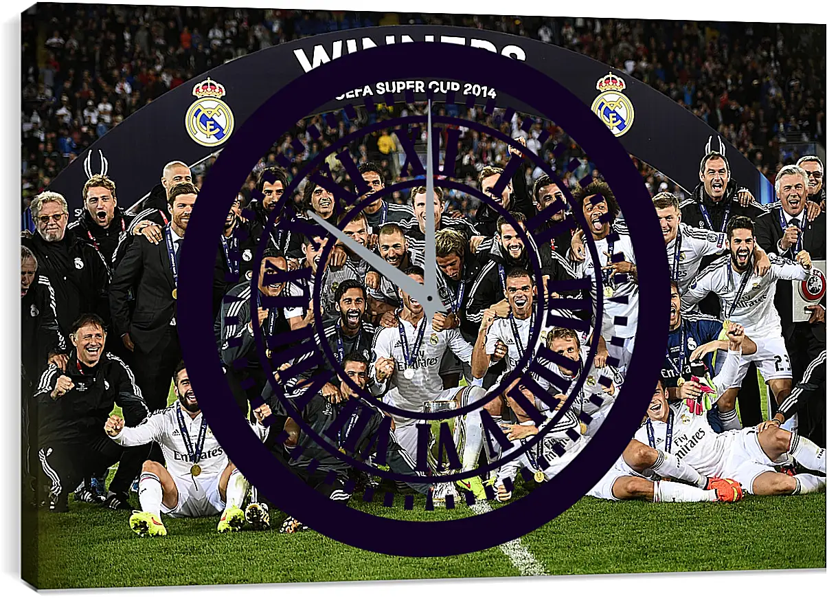 Часы картина - Победа в суперкубке 2014. Реал Мадрид. Real Madrid