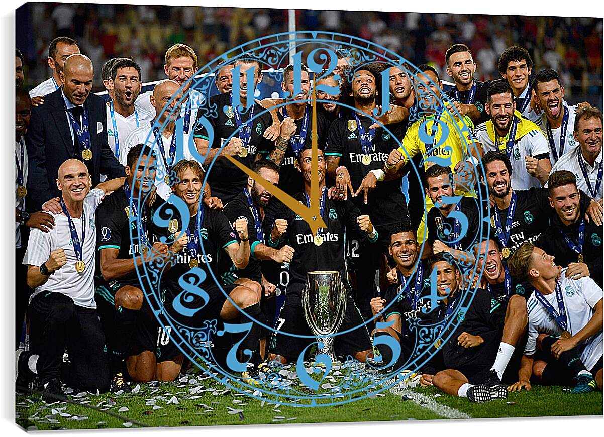 Часы картина - Победа в суперкубке 2017. Реал Мадрид. Real Madrid