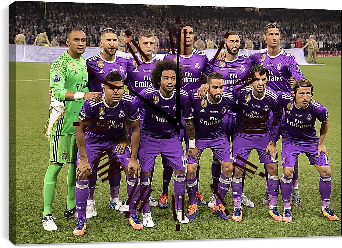 Часы картина - Фото перед матчем ФК Реал Мадрид. FC Real Madrid