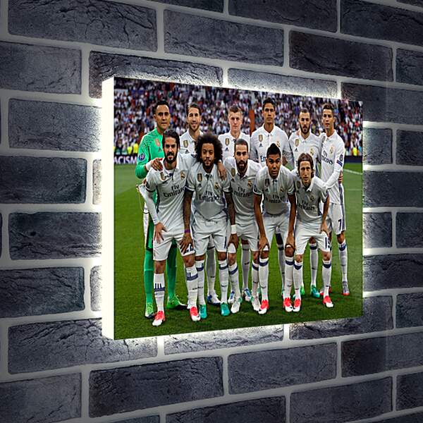Лайтбокс световая панель - Фото перед матчем ФК Реал Мадрид. FC Real Madrid