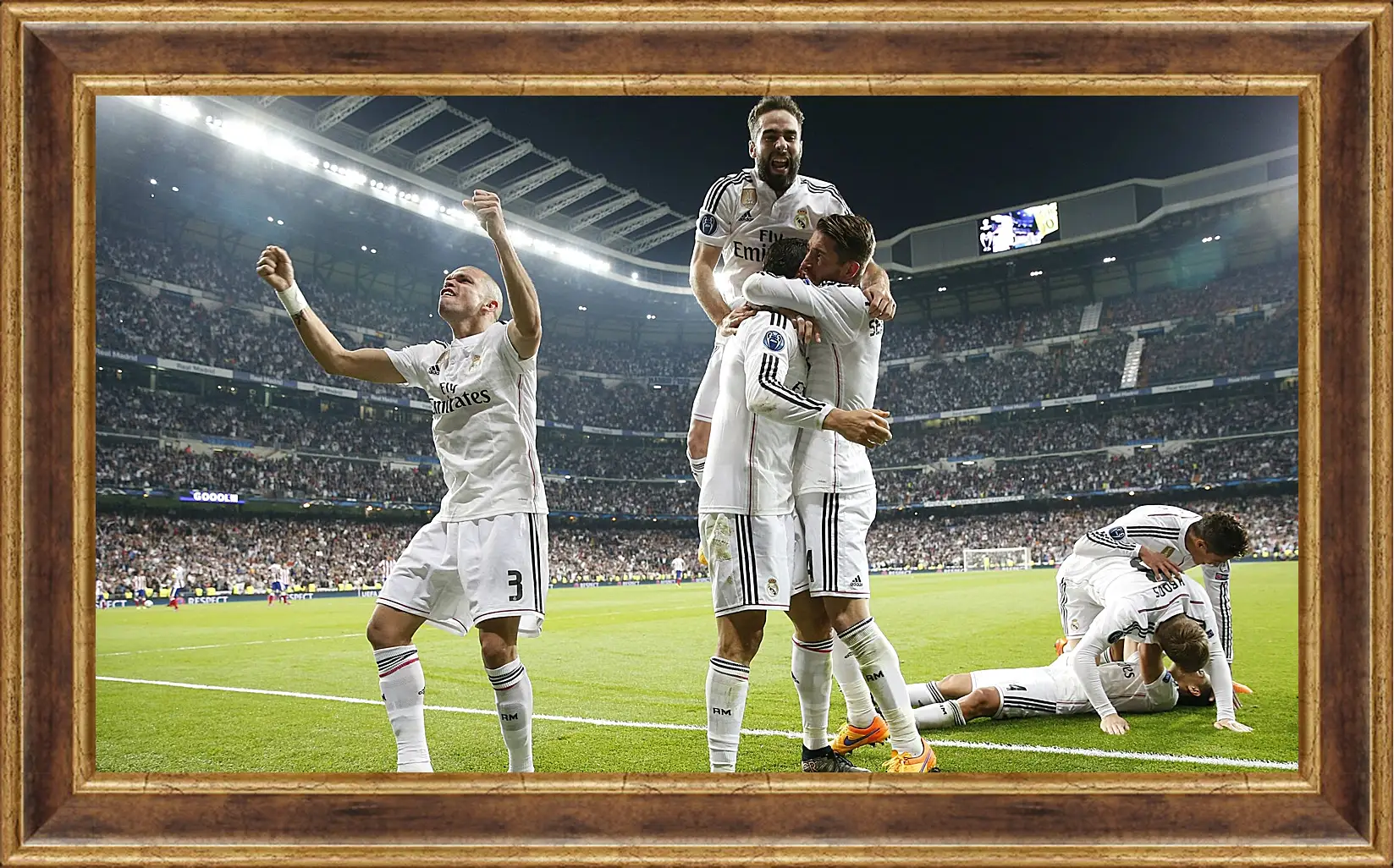 Картина в раме - Празднование гола. ФК Реал Мадрид. FC Real Madrid