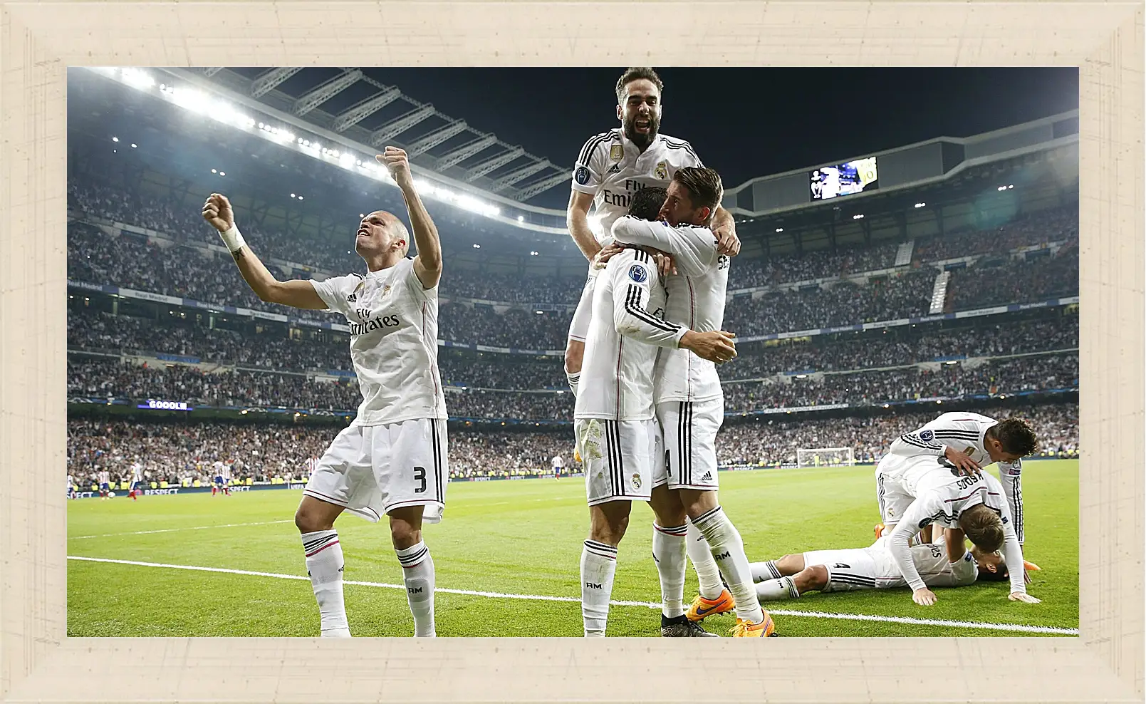 Картина в раме - Празднование гола. ФК Реал Мадрид. FC Real Madrid