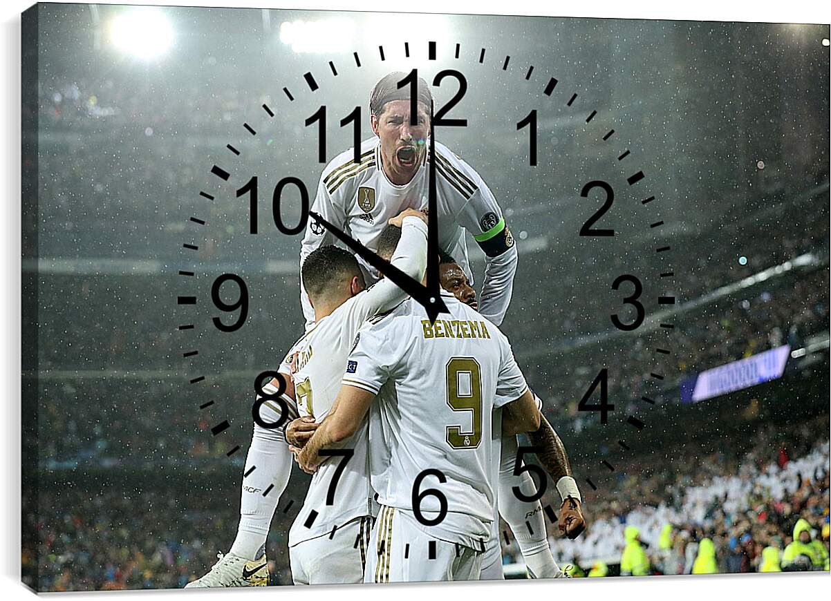 Часы картина - Празднование гола. ФК Реал Мадрид. FC Real Madrid