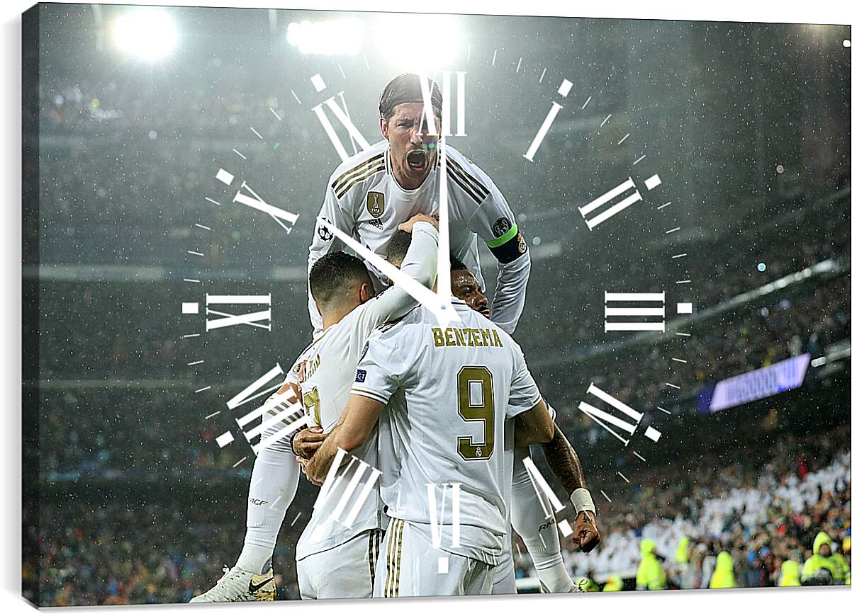 Часы картина - Празднование гола. ФК Реал Мадрид. FC Real Madrid