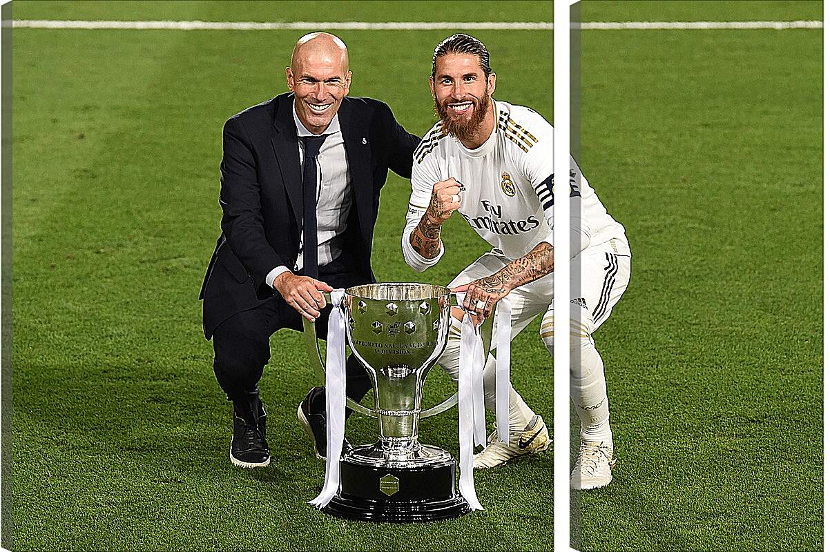 Модульная картина - Зидан и Рамос с кубком. ФК Реал Мадрид. FC Real Madrid