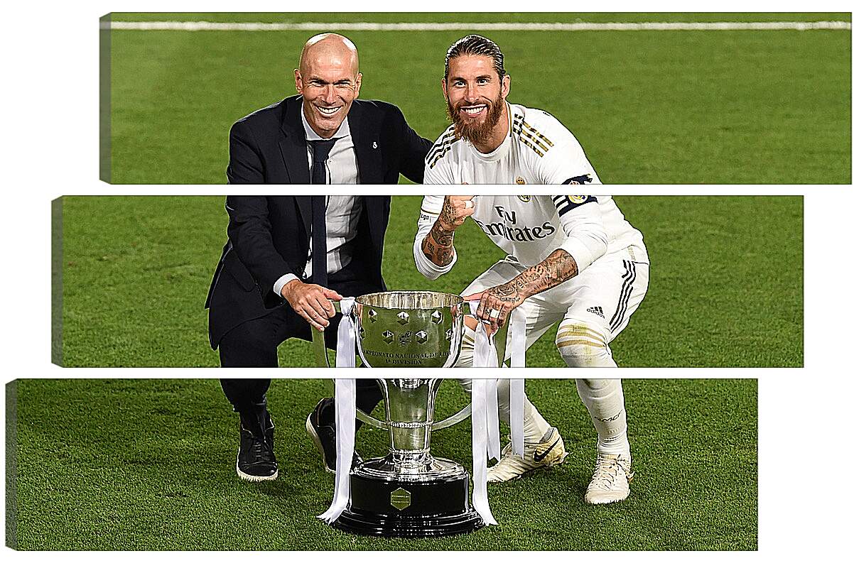 Модульная картина - Зидан и Рамос с кубком. ФК Реал Мадрид. FC Real Madrid