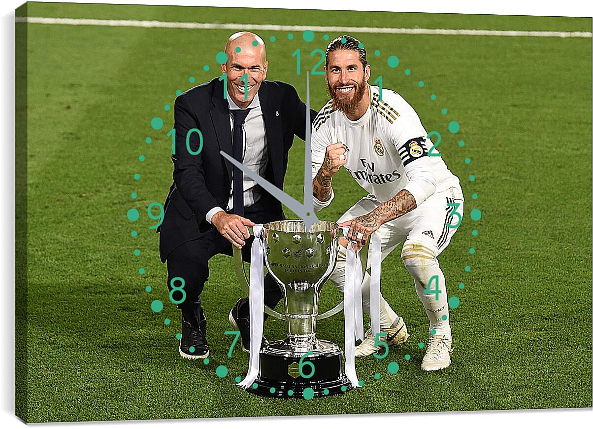 Часы картина - Зидан и Рамос с кубком. ФК Реал Мадрид. FC Real Madrid