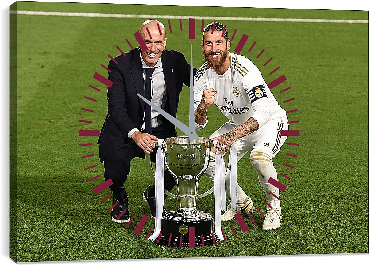 Часы картина - Зидан и Рамос с кубком. ФК Реал Мадрид. FC Real Madrid
