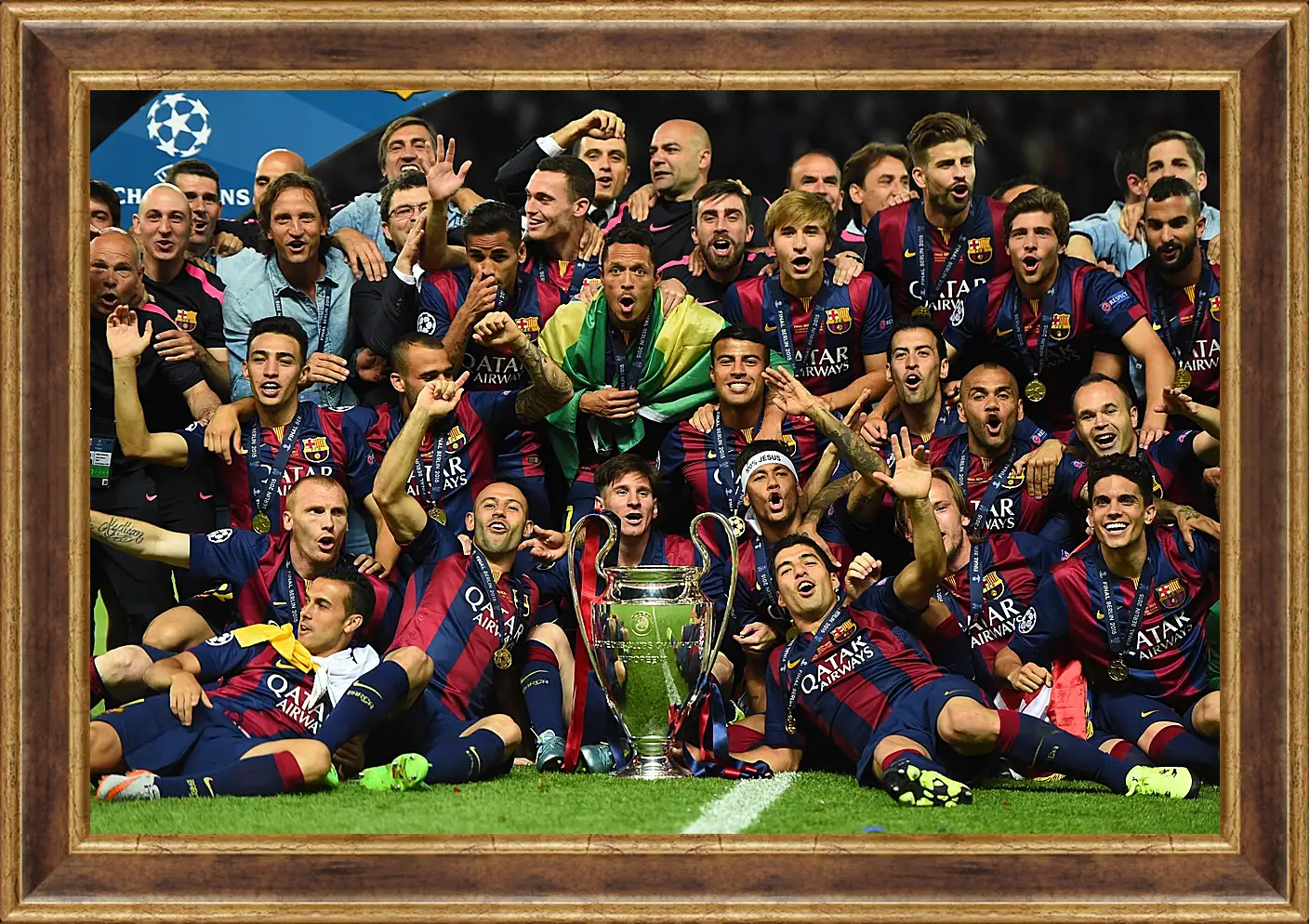 Картина в раме - Победа в Лиге Чемпионов 2015. ФК Барселона. FC Barcelona