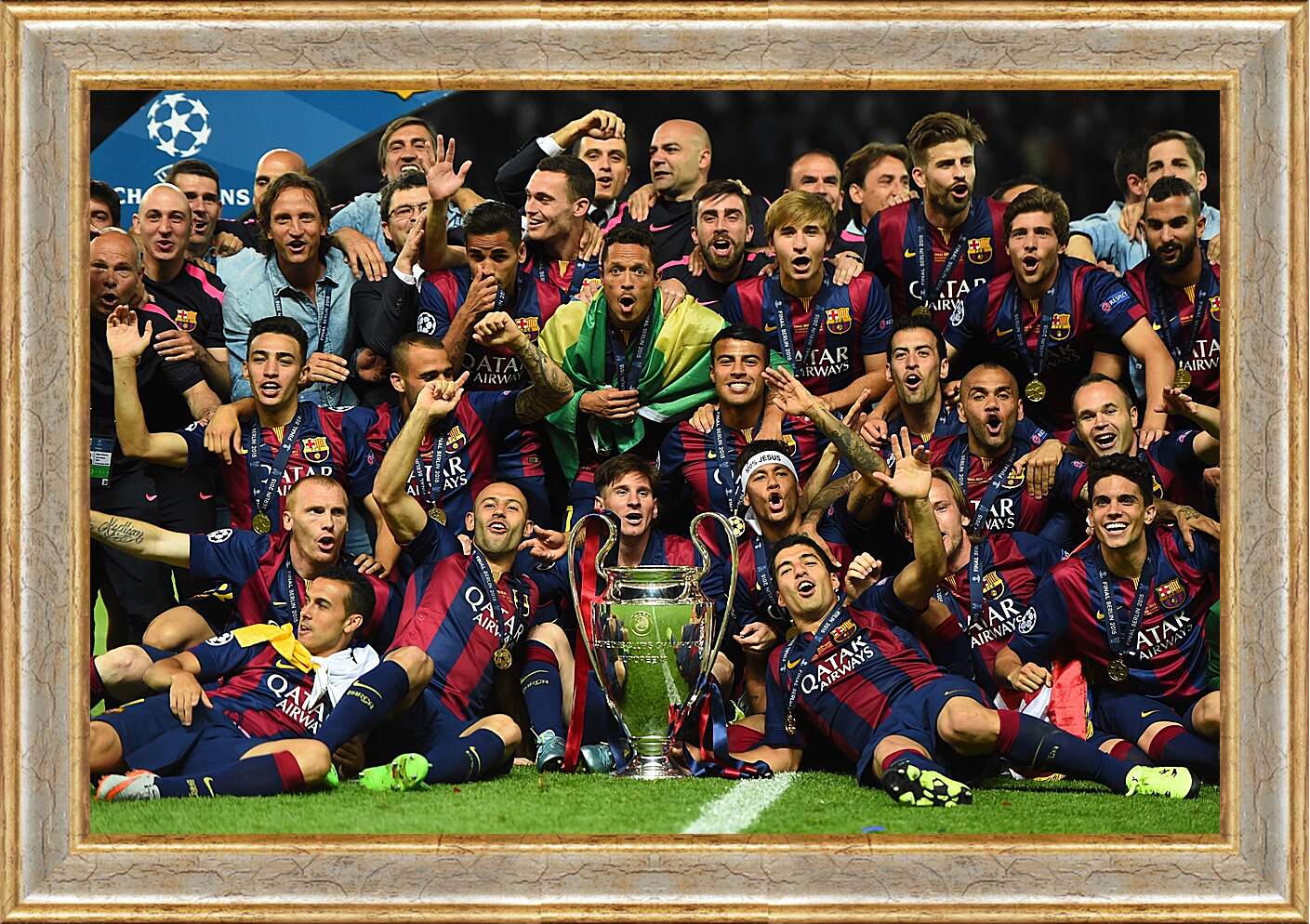 Картина в раме - Победа в Лиге Чемпионов 2015. ФК Барселона. FC Barcelona