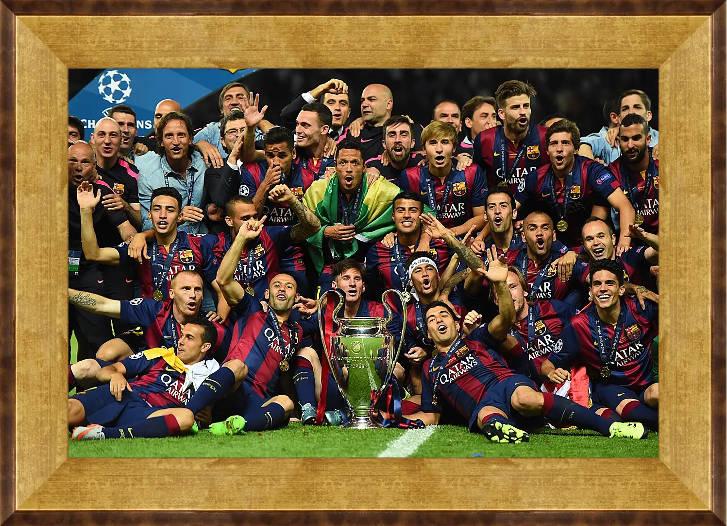 Картина в раме - Победа в Лиге Чемпионов 2015. ФК Барселона. FC Barcelona