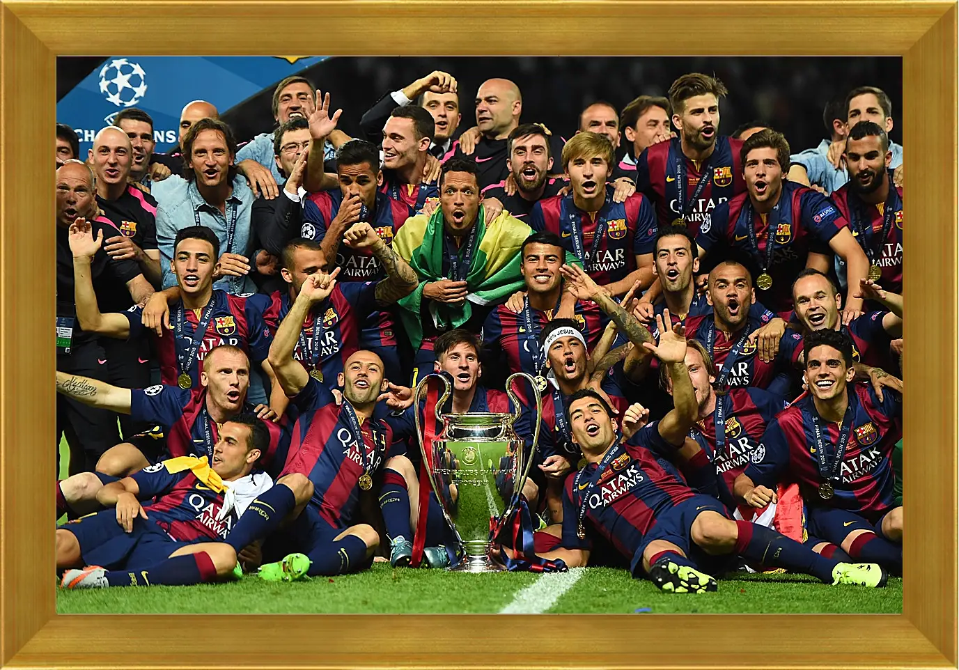 Картина в раме - Победа в Лиге Чемпионов 2015. ФК Барселона. FC Barcelona