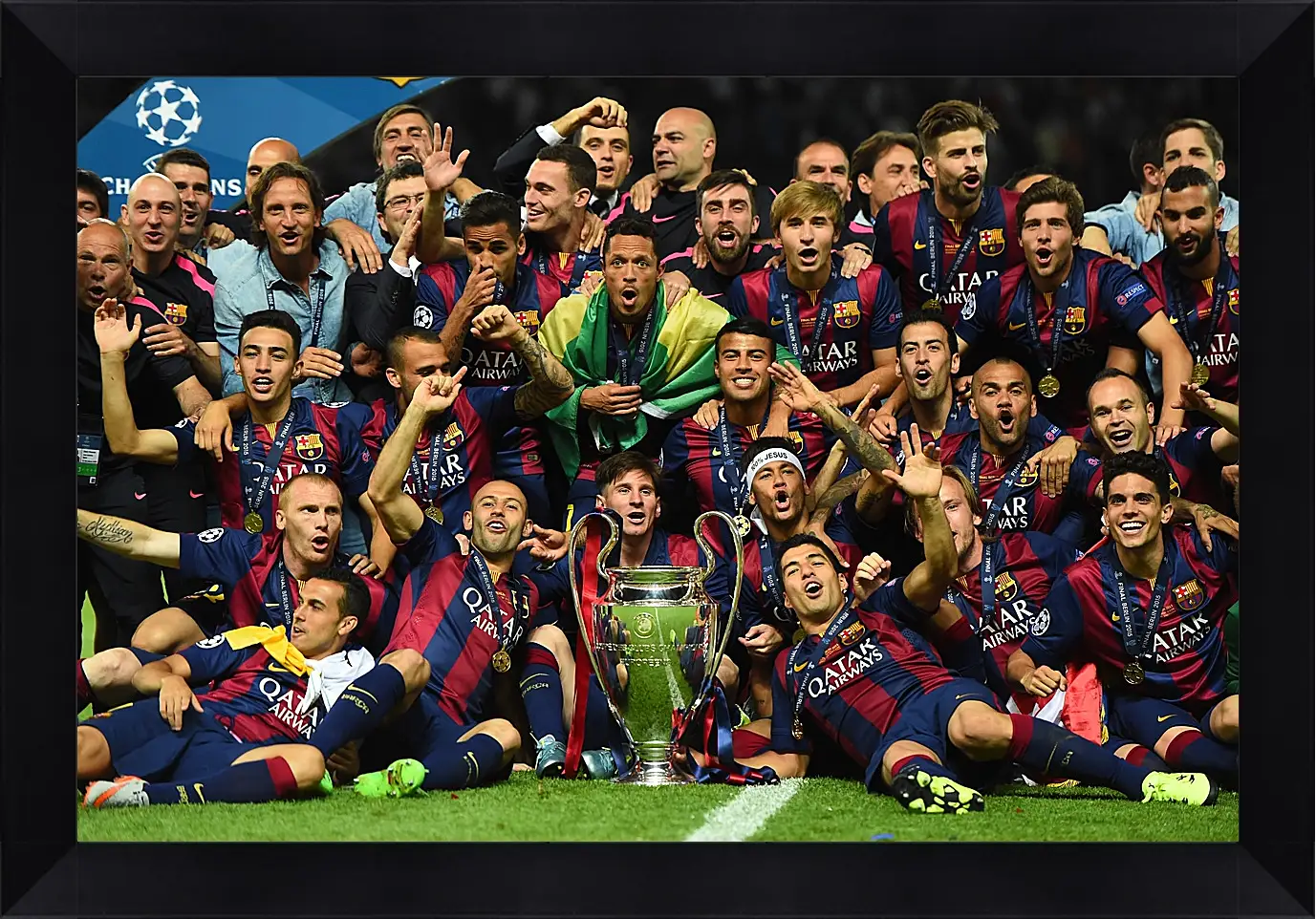 Картина в раме - Победа в Лиге Чемпионов 2015. ФК Барселона. FC Barcelona