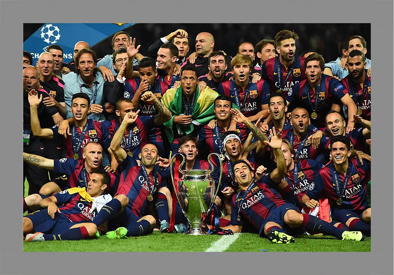 Картина в раме - Победа в Лиге Чемпионов 2015. ФК Барселона. FC Barcelona