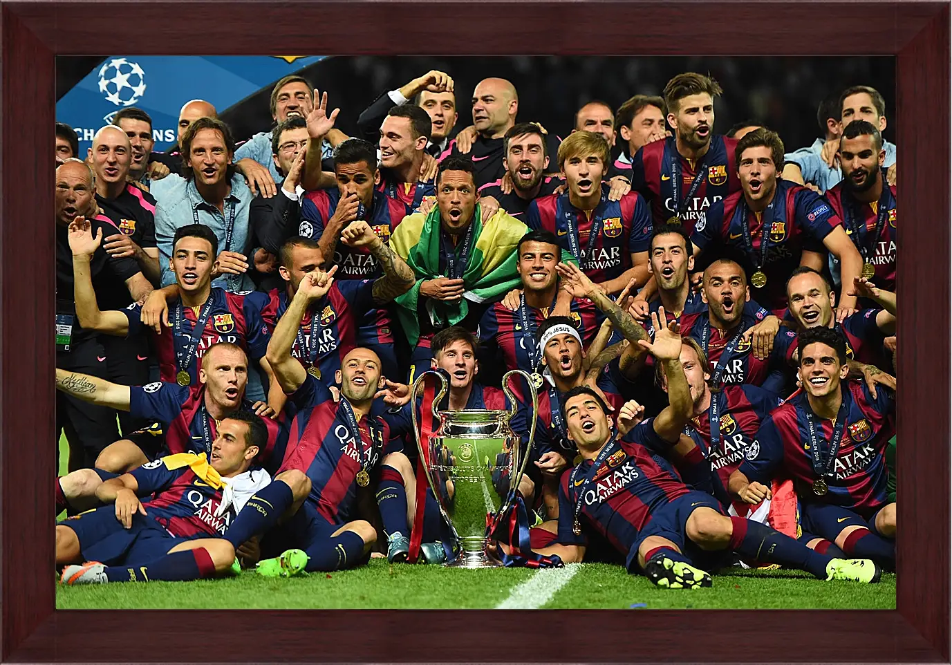 Картина в раме - Победа в Лиге Чемпионов 2015. ФК Барселона. FC Barcelona