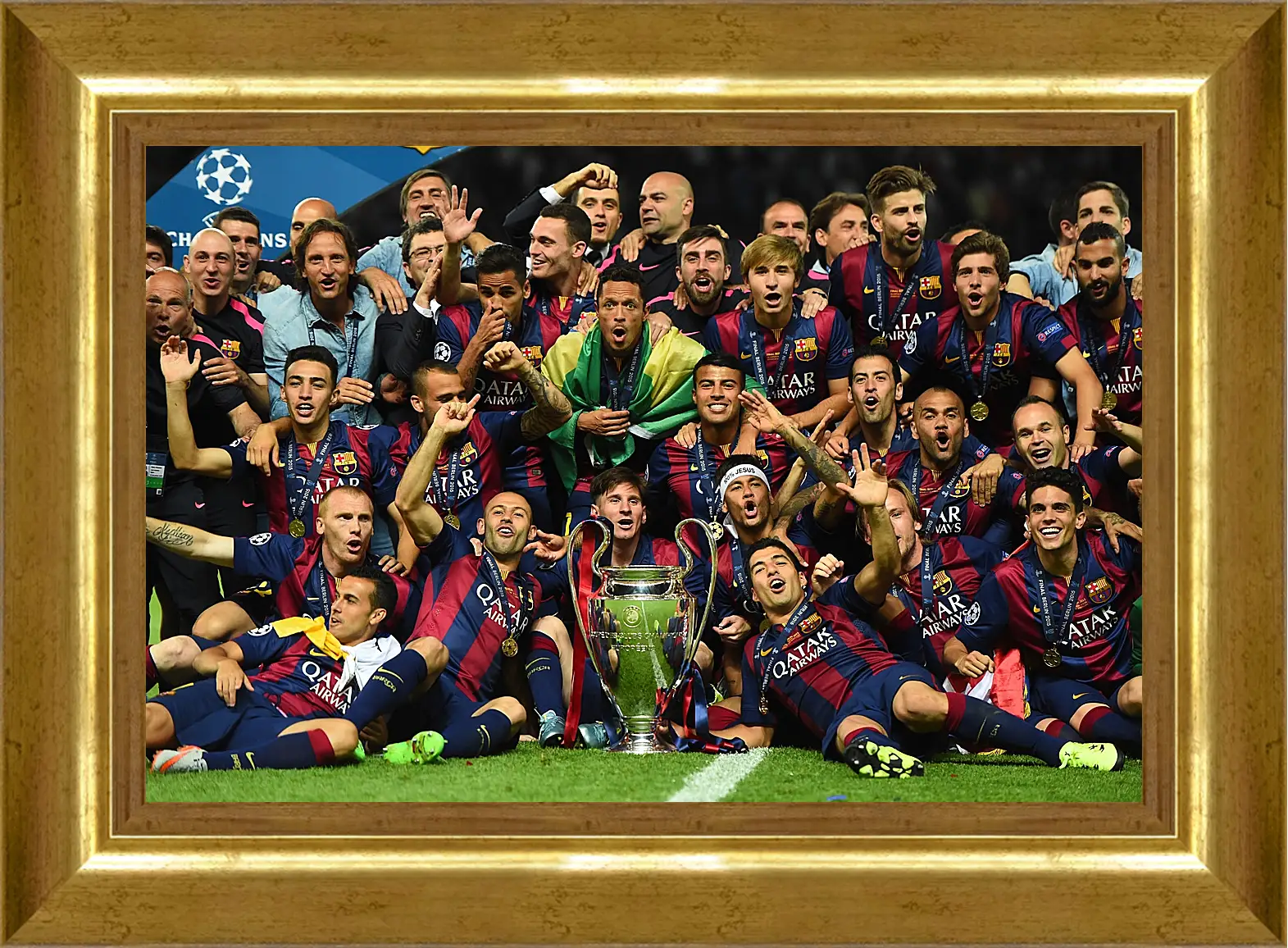 Картина в раме - Победа в Лиге Чемпионов 2015. ФК Барселона. FC Barcelona