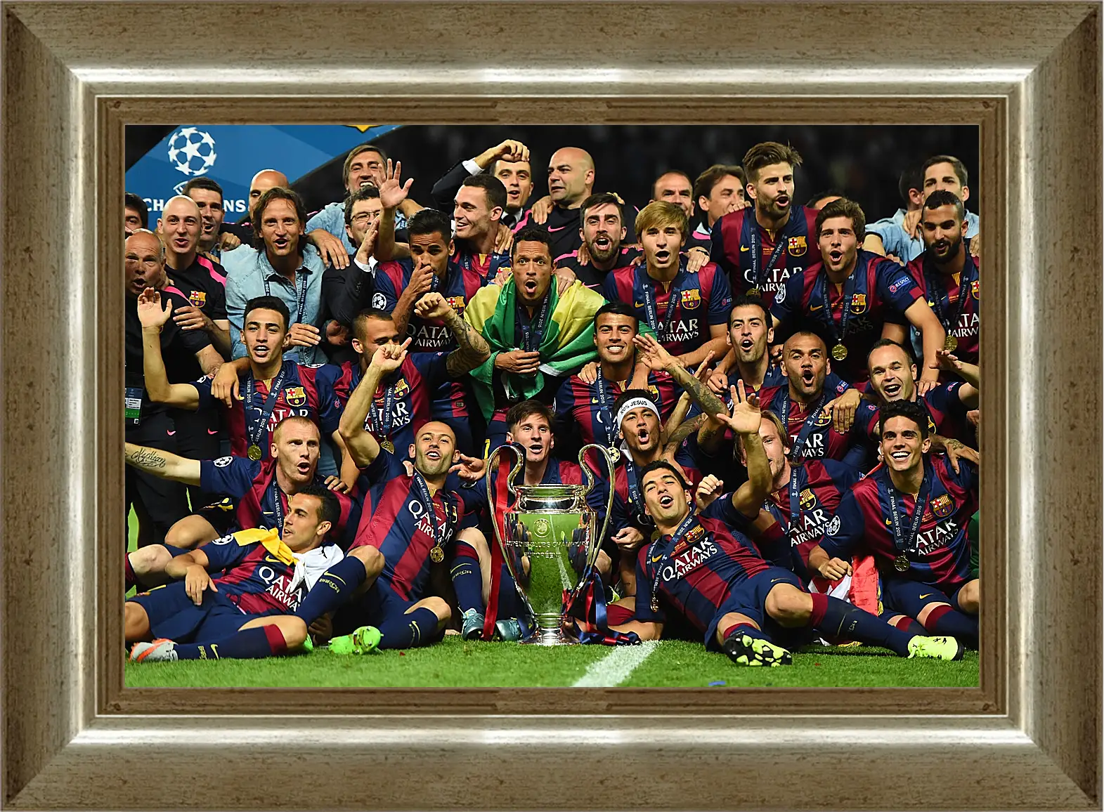 Картина в раме - Победа в Лиге Чемпионов 2015. ФК Барселона. FC Barcelona