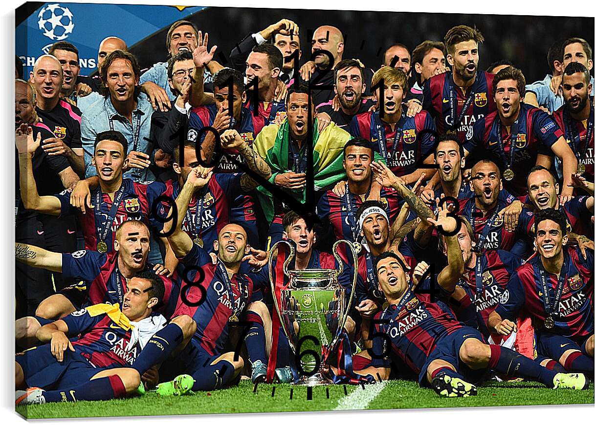 Часы картина - Победа в Лиге Чемпионов 2015. ФК Барселона. FC Barcelona