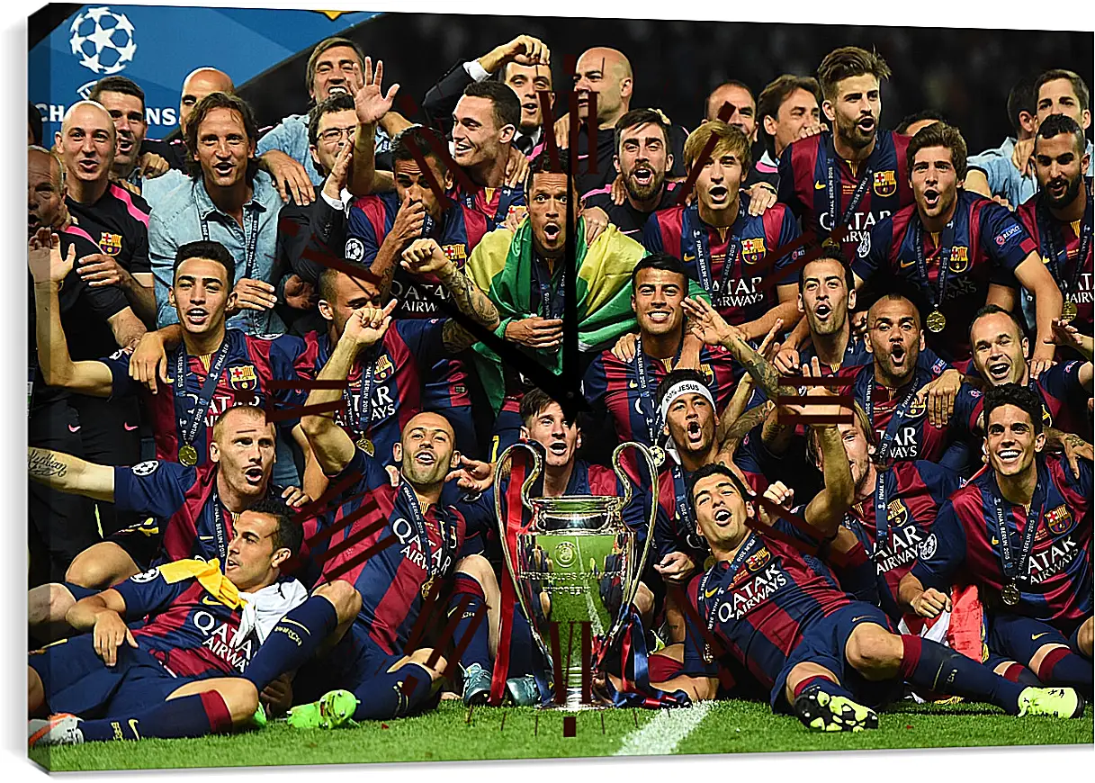 Часы картина - Победа в Лиге Чемпионов 2015. ФК Барселона. FC Barcelona