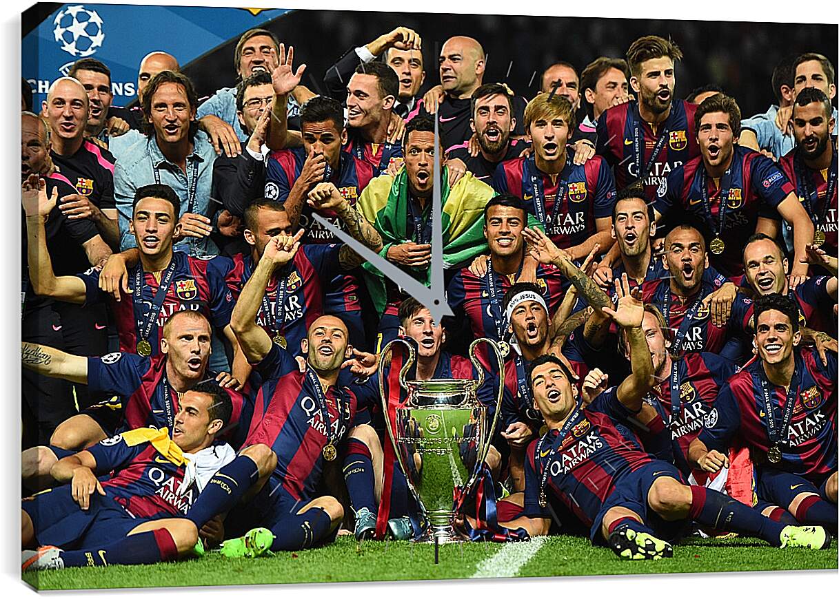 Часы картина - Победа в Лиге Чемпионов 2015. ФК Барселона. FC Barcelona