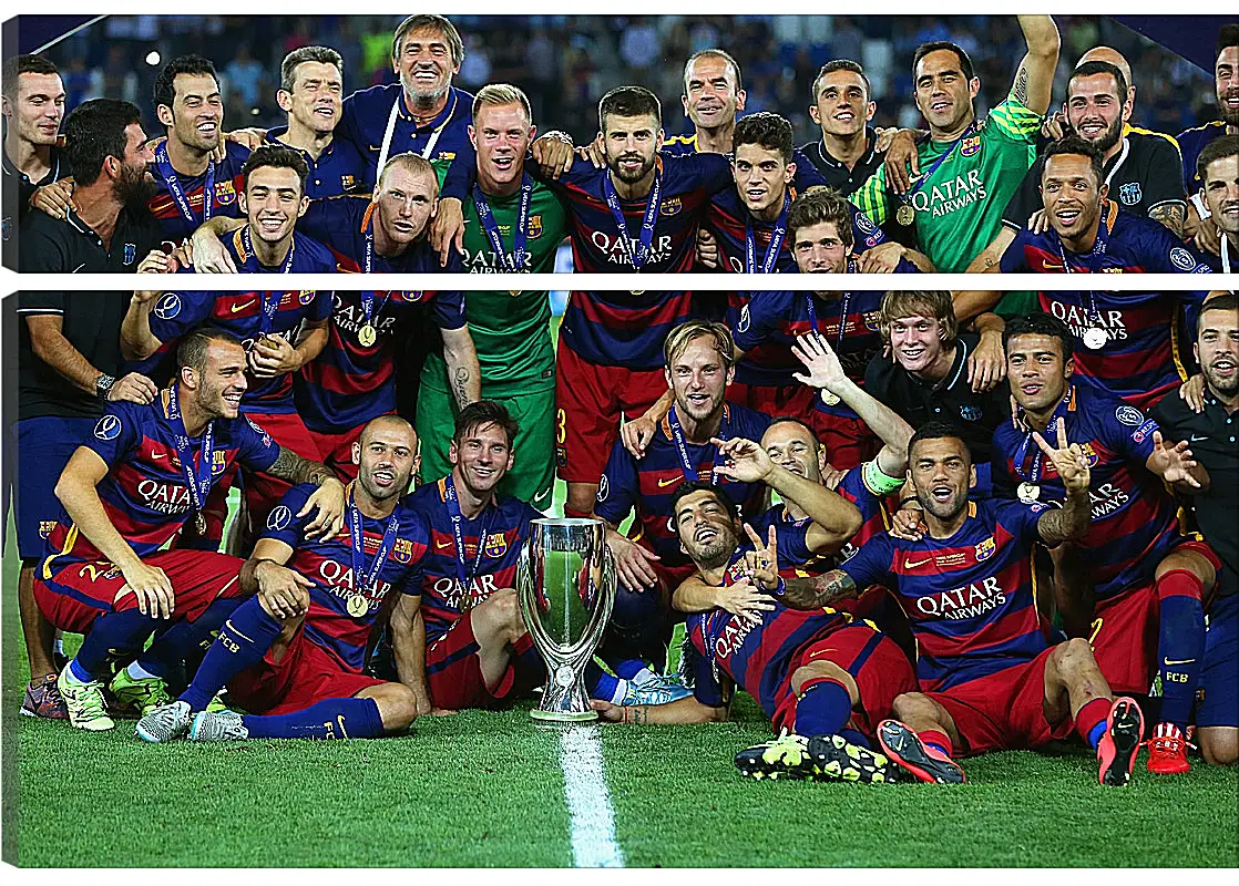 Модульная картина - Победа в суперкубке 2015. ФК Барселона. FC Barcelona