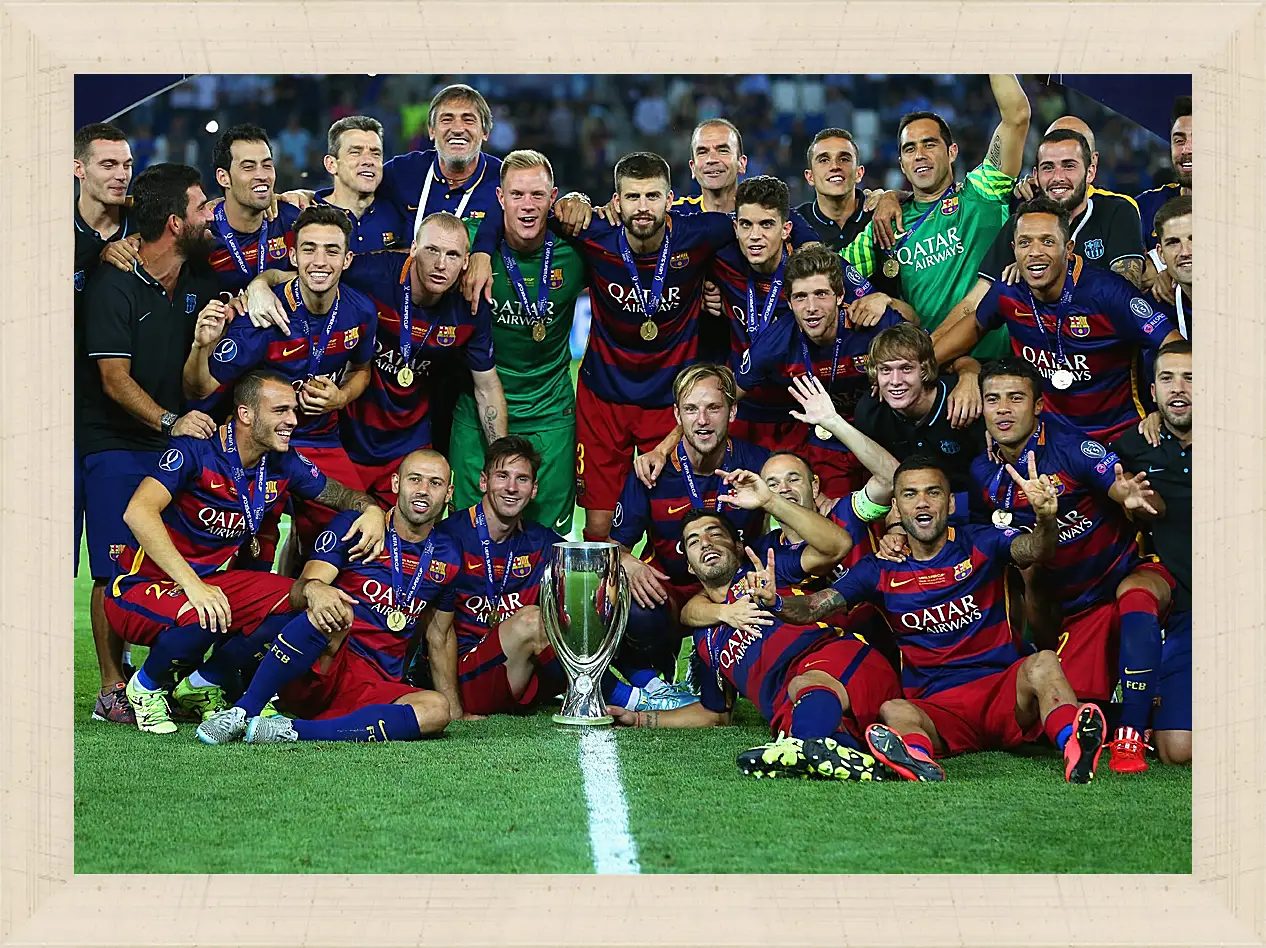 Картина в раме - Победа в суперкубке 2015. ФК Барселона. FC Barcelona